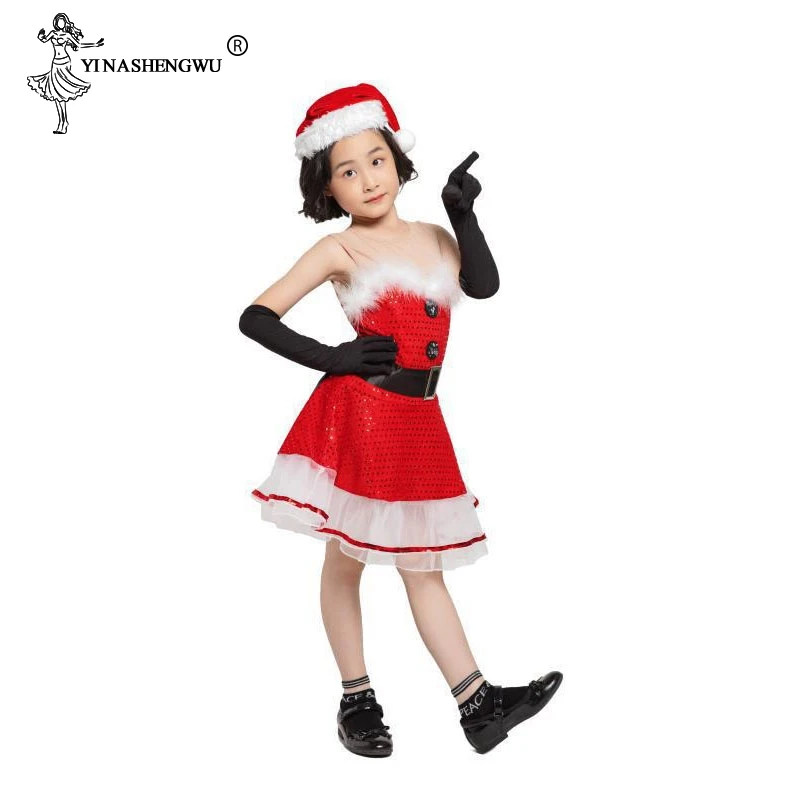 

Детское рождественское платье для костюмированной вечеринки; Рождественский костюм Санта-Клауса для девочек; Рождественские костюмы для д...