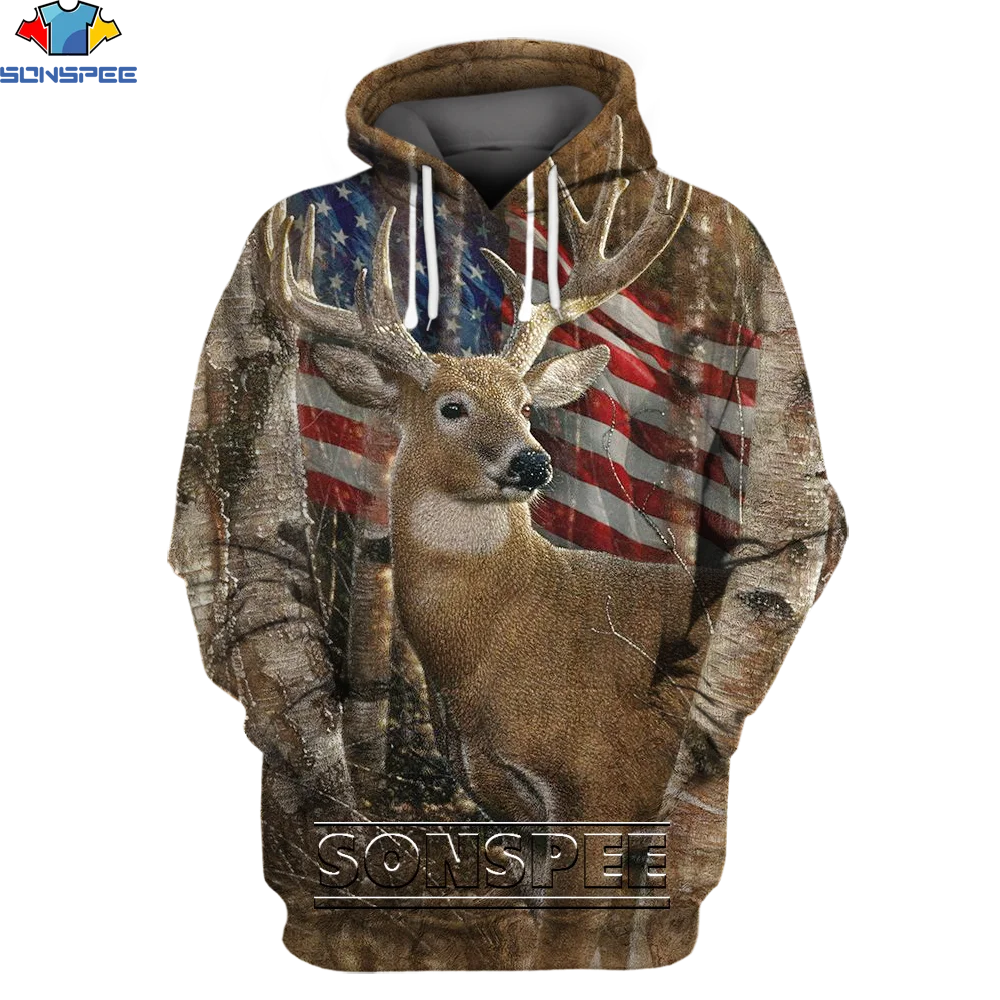 

SONSPEE Tessffel Deer Elk Bow Hunter Animal Hunting Camo Tattoo 3D Print Men Autumn Pullover NewFashion Streetwear Funny Hoodie