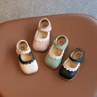 2022 childrens flats girls performance leather shoes kidss princess dress shoes toddler black pleated edge soft single shoes