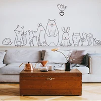 nordic cartoon animal wall sticker shy bear fox baby kids room creative adhesive stickers home decoration wallpaper