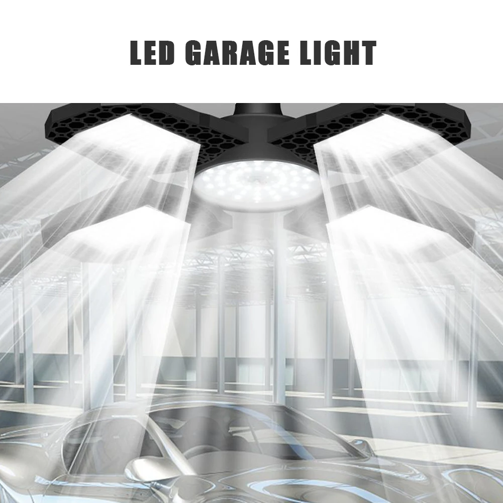 

LED Garage Light E27 100W Foldable Garage Ceiling Lamp Deformation Basement Indoor Outdoor Deformation High Bay Light