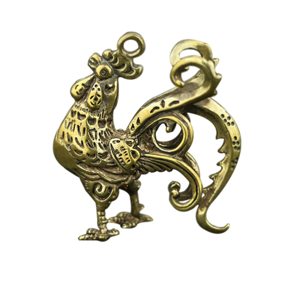 

1PC Brass Retro Rooster Keychain Pendant Creative Pure Brass Keychain Pendant
