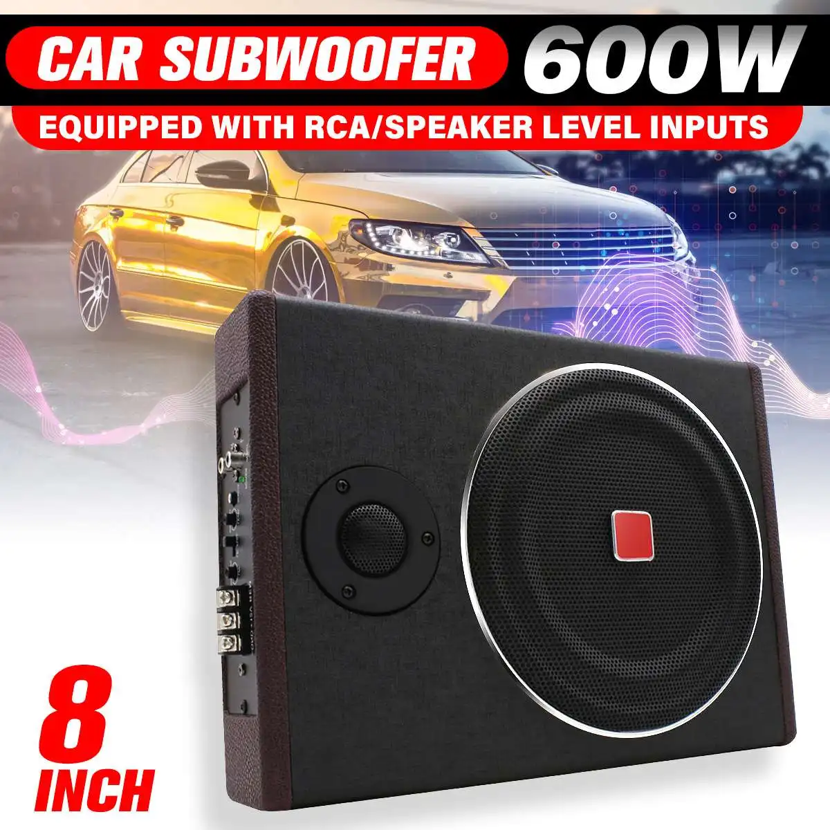 600W Car Active Under Seat Subwoofer Speaker Stereo Power Amplifier Subwoofer Car Audio Stereo Speaker Amplifier Audio Processor