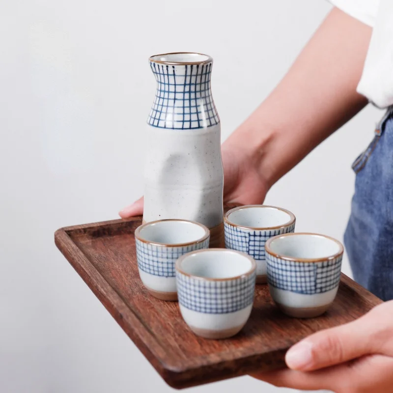 

Ceramic Japanese Sake Pot Cups Set Flagon Liquor Cup Spirits Jug Hip Flasks Sake Pot Gifts Copas De Vino Home Kitchen Drinkware