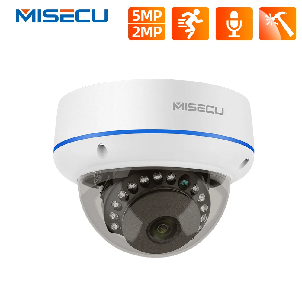 IP камера MISECU HD 5 Мп 2 МП 48 В POE антивандальная комнатная и уличная безопасности s