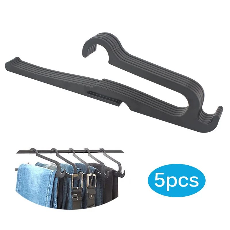 

Clothes Hanger 5pcs Portable Clothes Hanger Closet Organizer Space Saving Clothes Rack Magic Pants Rack Household