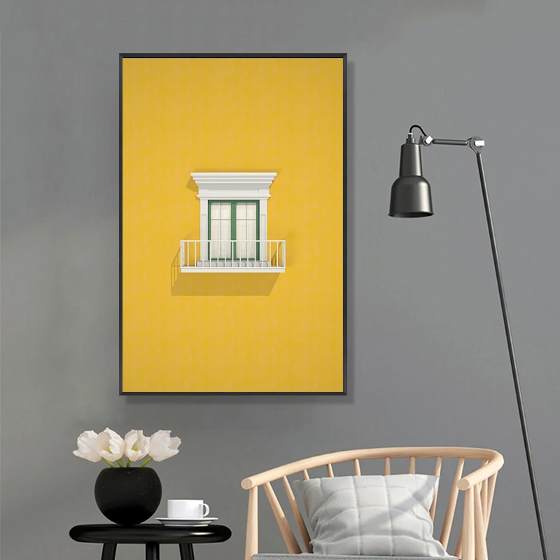 

RELIABLL ART Colorful Building Pictures Canvas painting Nordic Style Posters And prints Wall Art For Living Room Decoration