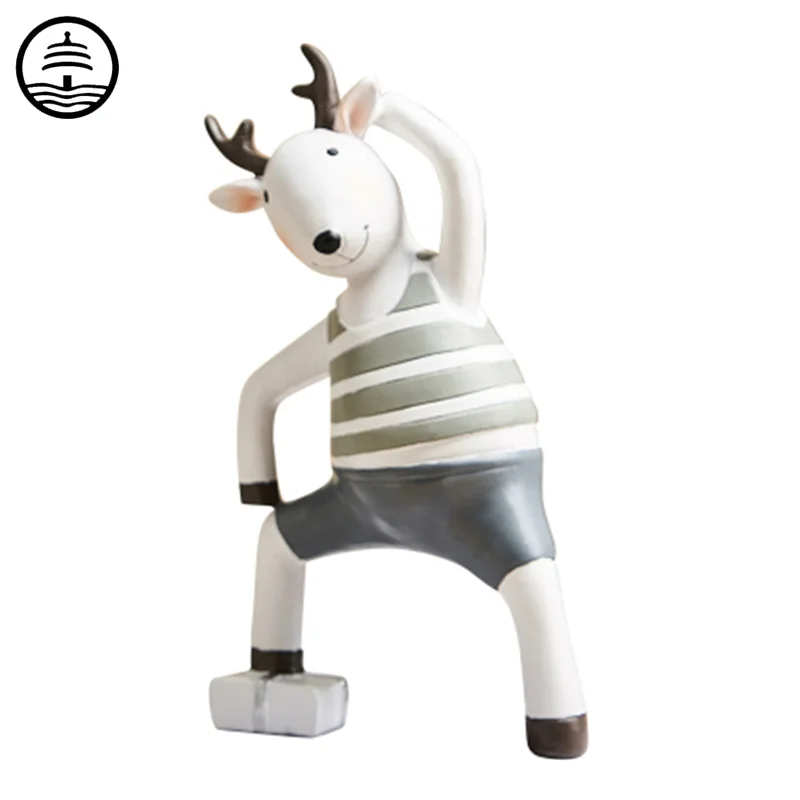 

Современная Минималистичная креативная Статуэтка Bao Guang Ta с оленем для йоги, милый домашний декор, Настольная скульптура для спальни, Детски...