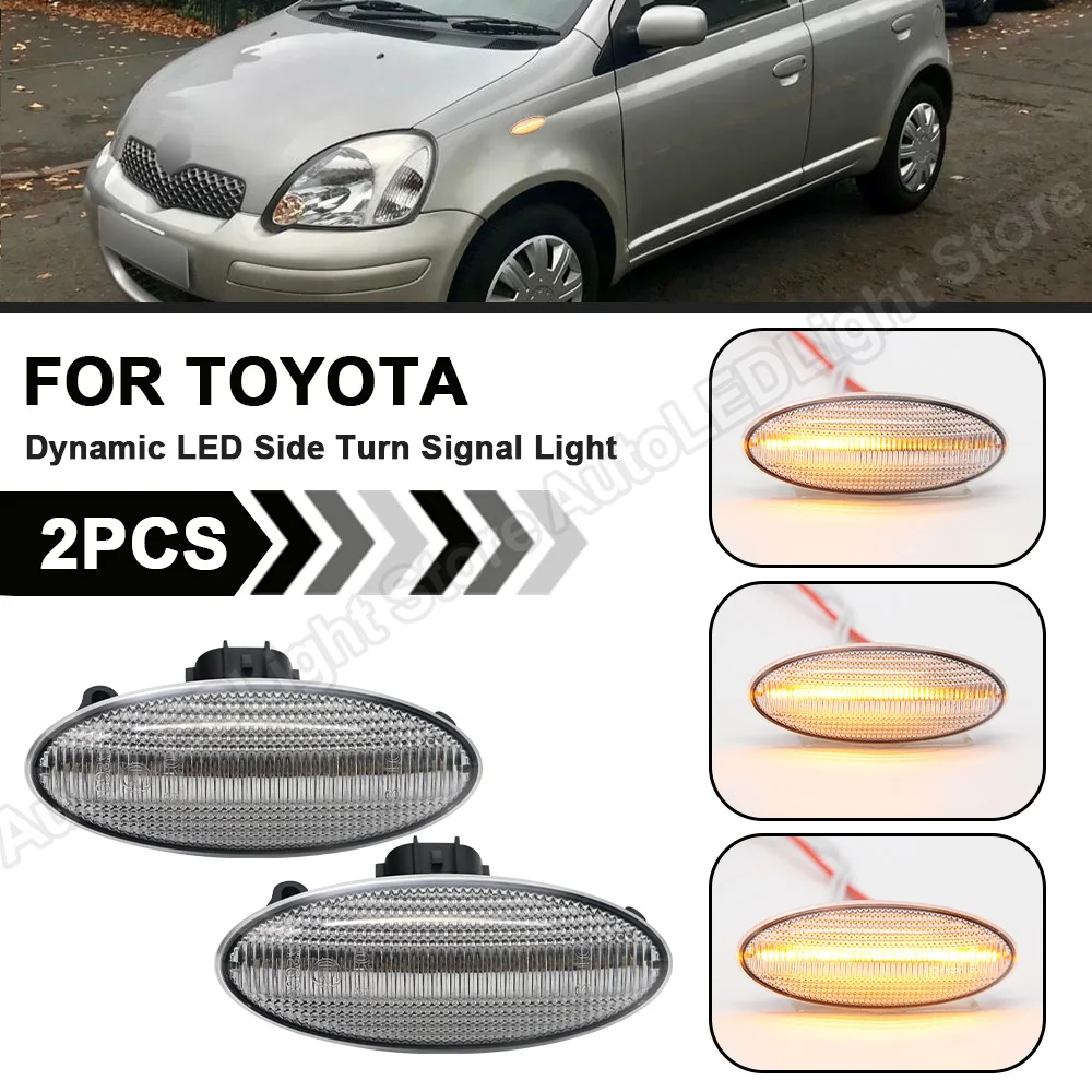 

2X динамический чистый светодиодный, боковой, габаритный фонарь указателя поворота последовательного лампы для Тойота ярис RAV4 Auris Corolla Conquest ...
