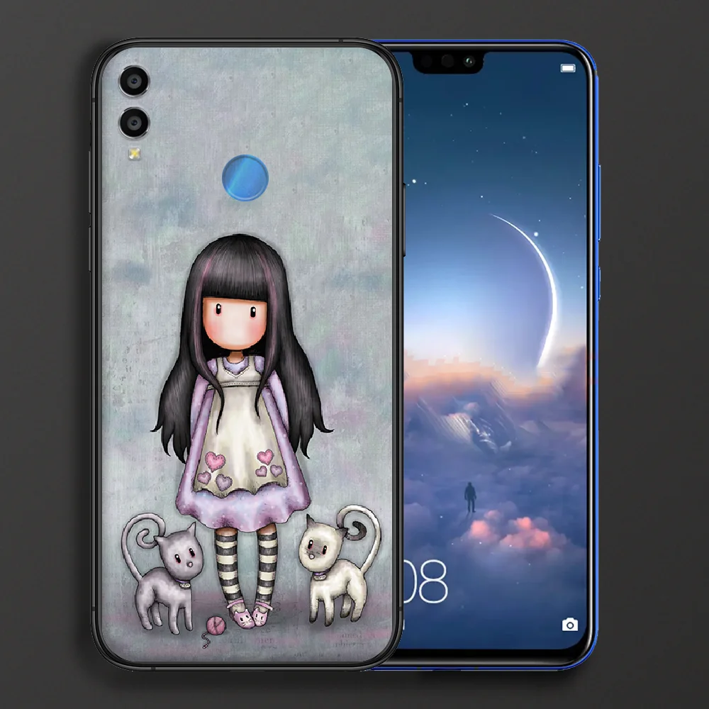 

Santoros cute Gorjuss Phone case For Huawei Honor 6A 7A 7C 8 8A 8X 9 9X 10 10i 20 Lite Pro Play black cell cover pretty funda 3D