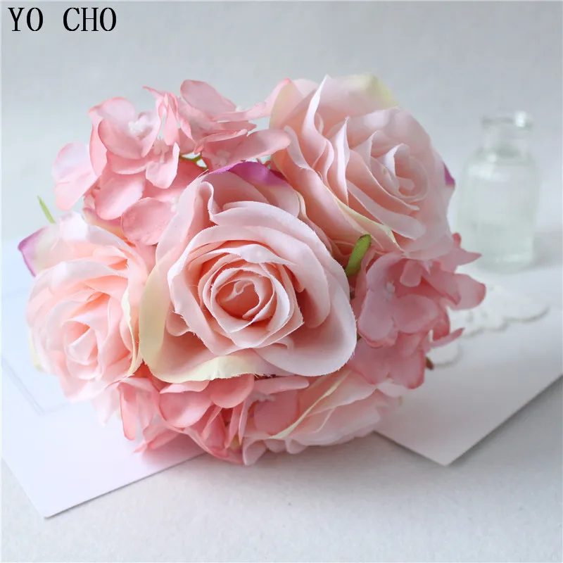YO CHO Маленькие искусственные розы шелковые цветы красные свадебные для дома