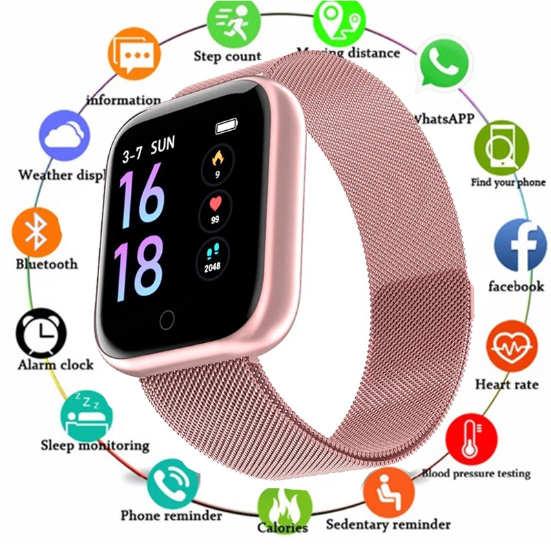 Водонепроницаемые Смарт часы с монитором сердечного ритма и артериального