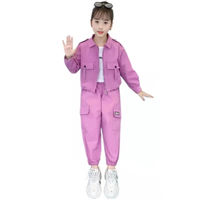 

Girls Sport Sets Spring Autumn Fashion Solid Kids Tracksuit Zipper Jacket + Pant 2 Pcs Girl Outfit 4 6 8 10 12Y Children Clothes