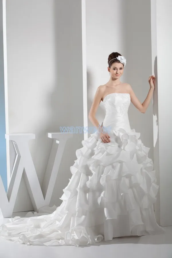 

2016 Natural Floor-length Taffeta Real Design Calipso Custom Size/color Up Bridal Gown Small Train Marry Plus Size Wedding Dress