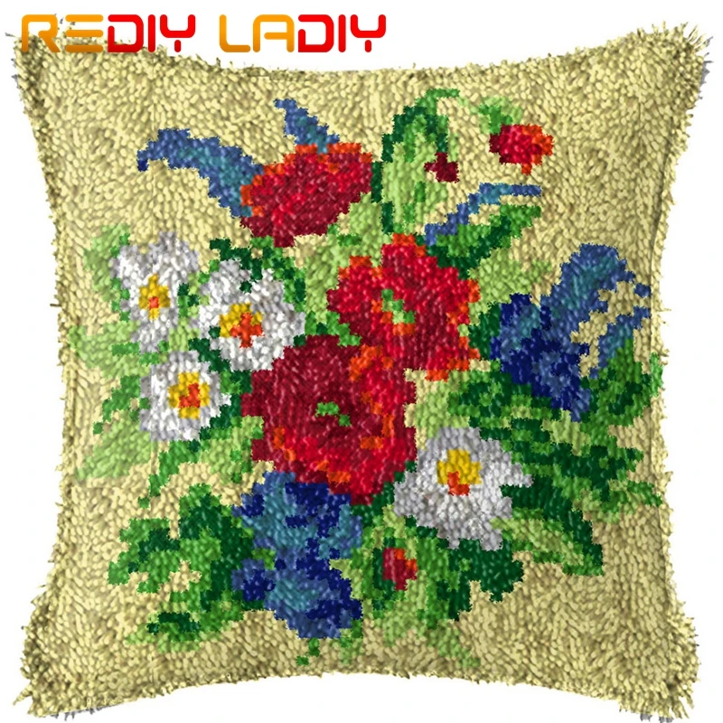 Крюк с защелкой подушки мака Дейзи предварительно холщовые распечатанные на