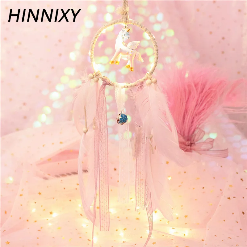 Hinnixy милый смоляной Единорог ночной Светильник розовый синий градиент цвета