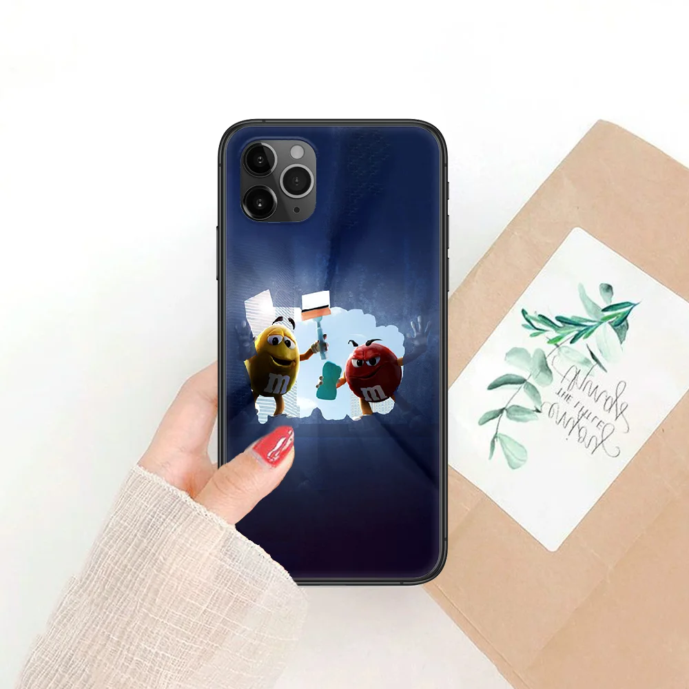

M&M's Chocolate Phone Case Cover Hull For iphone 5 5s se 2 6 6s 7 8 12 mini plus X XS XR 11 PRO MAX black pretty bumper