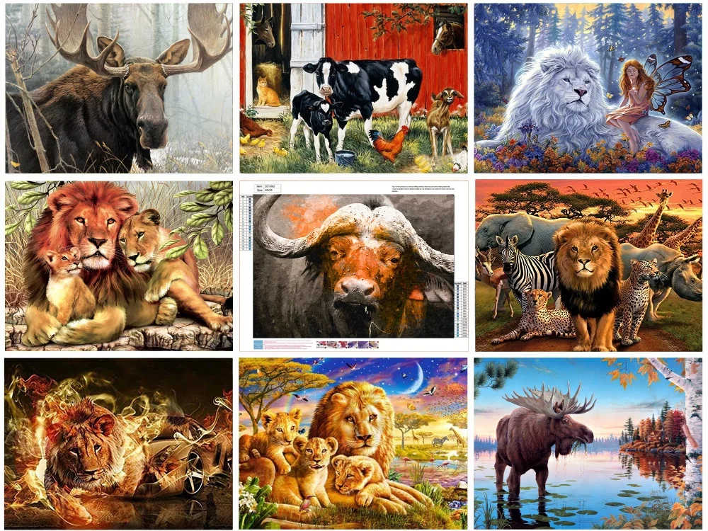 Алмазная вышивка с животными картина из круглых страз мультяшный рисунок