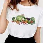 Женская футболка с коротким рукавом и принтом овощей, большие размеры