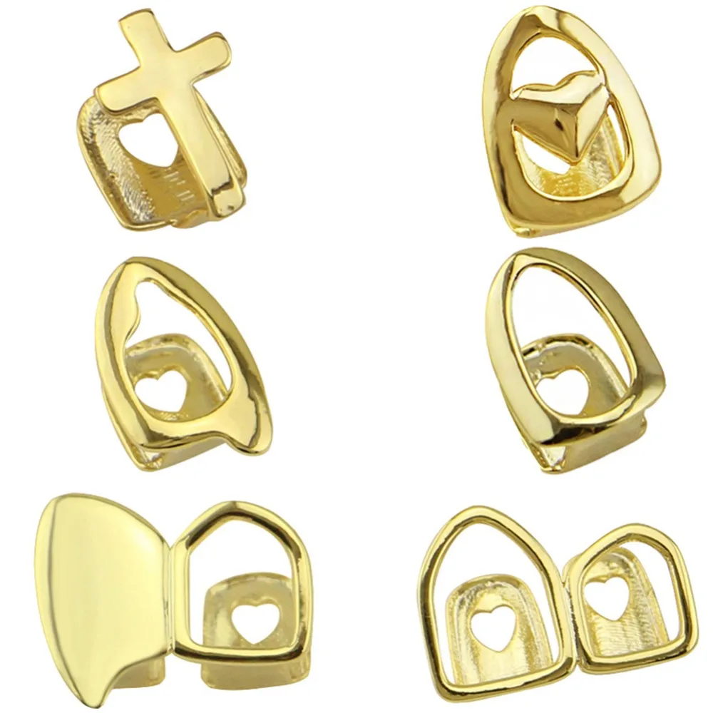 Punk Gold Silver Teeth Grillz Top Bottom Grills Dental Mouth Teeth Caps Cosplay Party Tooth Rapper Jewelry Gift Hip Hop
