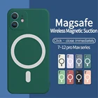 Магнитный чехол из жидкого силикона для iPhone 12, 12Pro, 11 Pro Max, 11Pro, X, Xs, Xr, 7, 8 Plus, Mini SE, беспроводное зарядное устройство, Magsafing, мягкий чехол