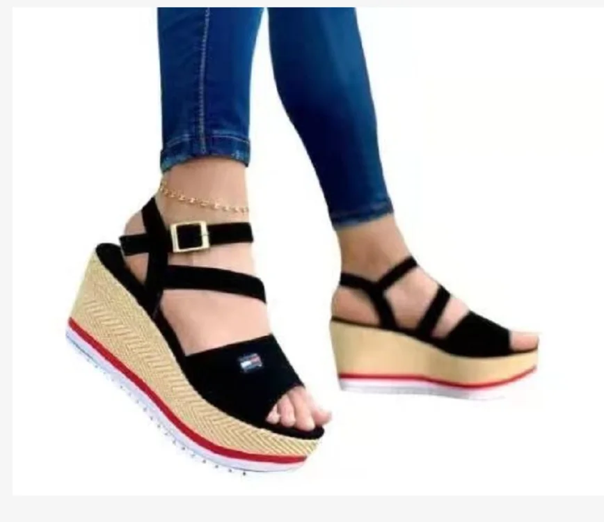 

2021 summer new fashion women's sandals open toe shoes women's high heels platform casual slope with women's high heels shoes