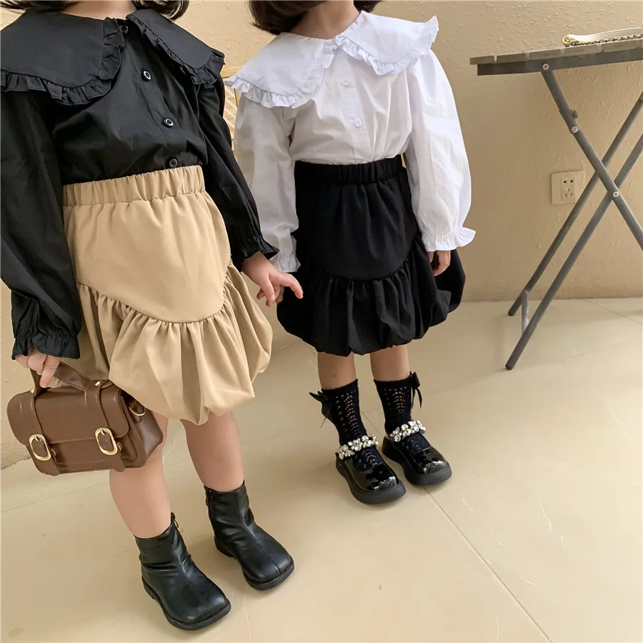 

9256 юбка для маленьких девочек, Новинка осени 2021, детская полуюбка, юбка-фонарик для девочек, Корейская короткая юбка принцессы, хлопковая юб...