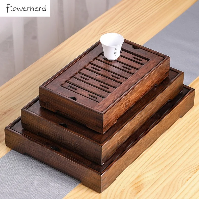 

Bamboo Rectangular Tea Trays Water Storage Tea Table Household Kung Fu Tea Set Tray Tea Sea Retro Dry Brew Tray
