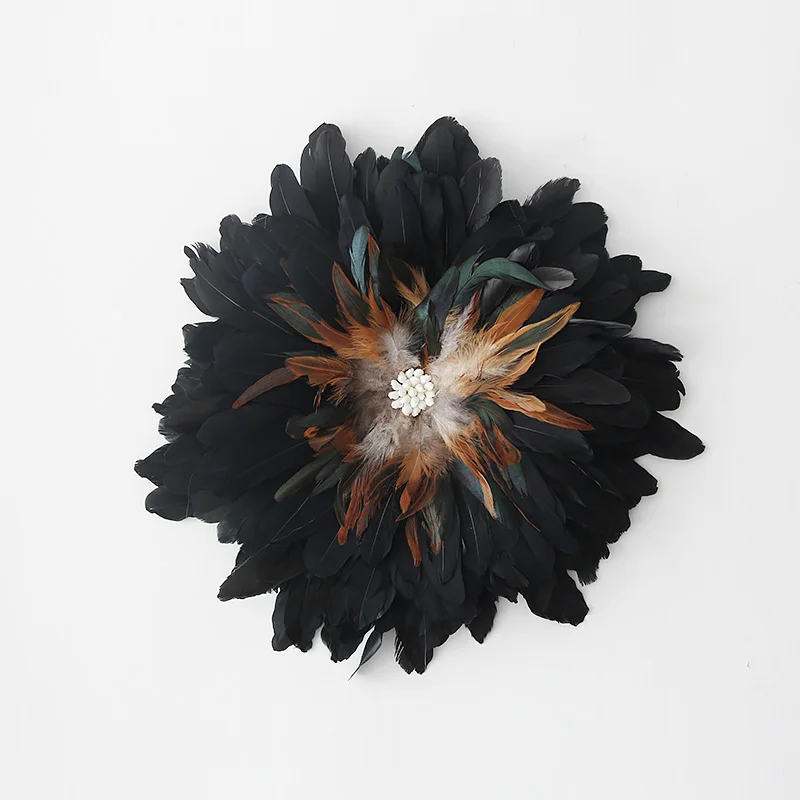 Украшение в этническом стиле с волнистыми перьями ручной работы настенное