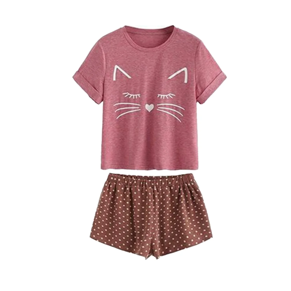 Женская пижама с коротким рукавом летний повседневный пижамный комплект топ и