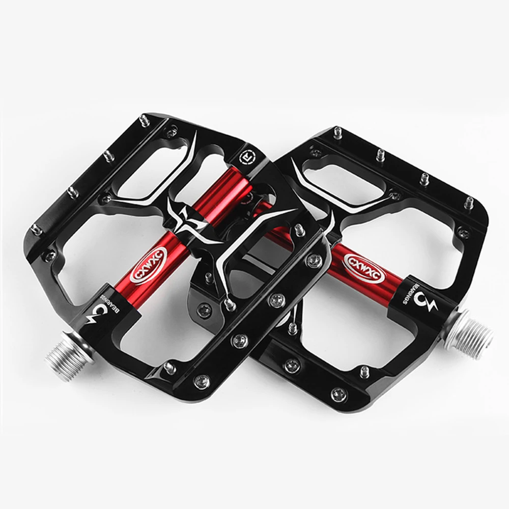 

1pair CXV15 Bicycle Pedals Wide Flat Mountain Road Cycling Bike Pedal 3 Sealed Bearings 9/16in Aluminum with Antiskid Cleats
