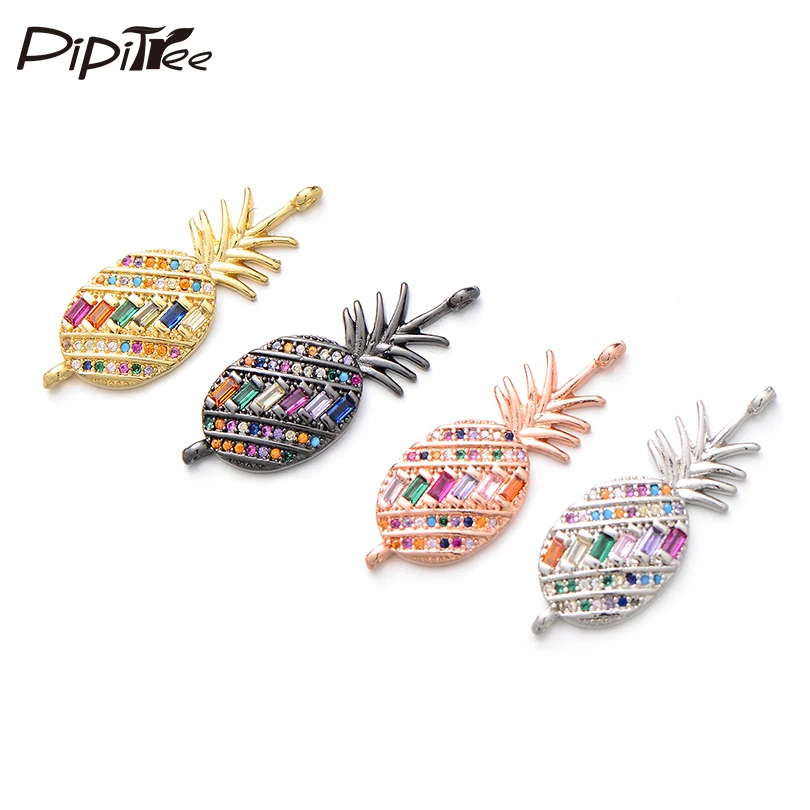 Pipitree красочные вытяжные кубические циркониевые фруктовые амулеты ананас для