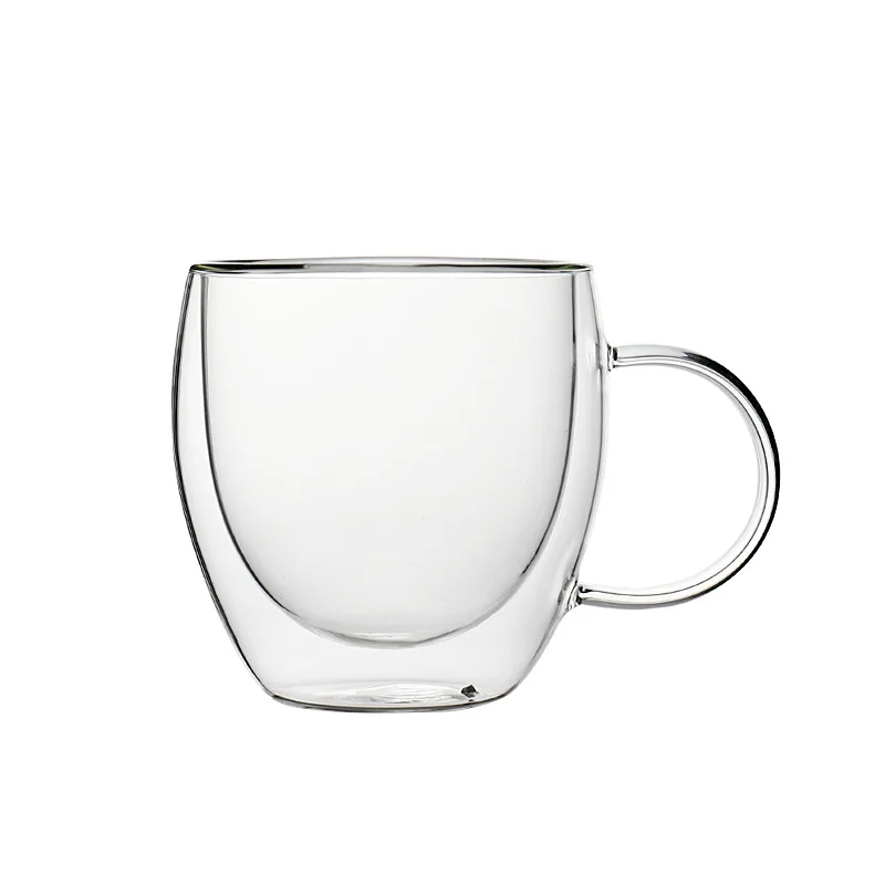 Прозрачная стеклянная чашка для кофе молока виски чая пива двойная креативная