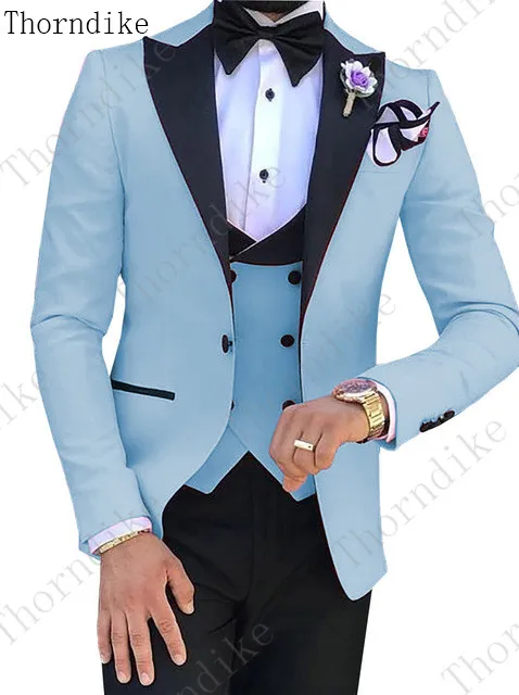 Thorndike горячая Распродажа Grooms мужской белый смокинг для жениха пик черный отворот