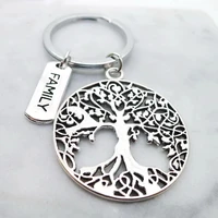 popular fashion peace tree of the world 40x35mm pendant 30mm key ring metal chain silver men car gift souvenir keychain
