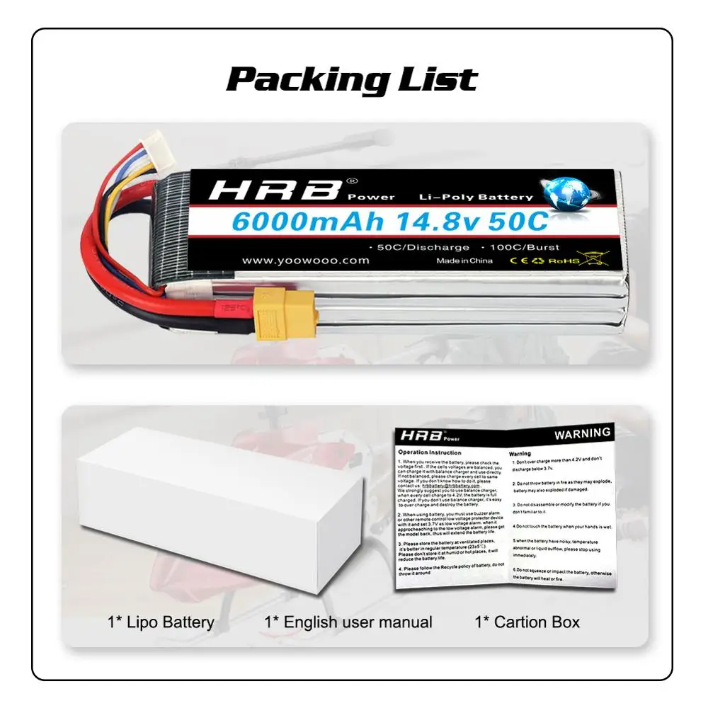 Аккумулятор HRB Lipo 14 8 V 6000mAh 50C Max 100C для RC Drone FPV Вертолет UAV Quadcopter Li-Ion batteria akku | Игрушки