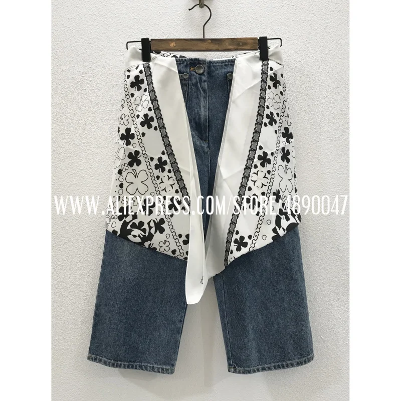 

2021 high-quality women's clothing pockets with silk scarves old washed cropped trousers straight-leg jeans for women pants