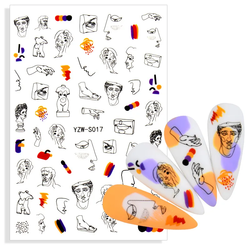 

Абстрактные женские Водные Наклейки для ногтей, алфавит, цветок, слайдеры, бумажные декоративные наклейки для ногтевого дизайна, фольга