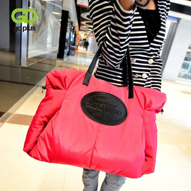 

GOPLUS Large Capacity Winter Nylon Women's Bag 2021 New Solid Color Pleated Tote Bag Padded Woman Handbag Quilted Female Shopper