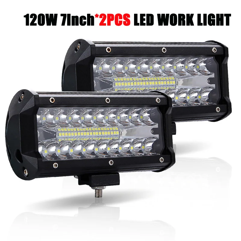 2PCS 120WN 7 inch 2 шт. светодиодный брусок для внедорожников 18-240W 4-12 дюймов светодиодный светильник бар светодиодный рабочий Светильник Автомобиля Трактор Лодка 4x4 грузовик внедорожник ATV дальнего света 12V 24V - Цвет: 2PCS 120WN 7 inch