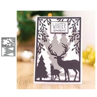 christmas deer overlap background metal cutting dies stencil scrapbooking photo album card paper embossing craft diy