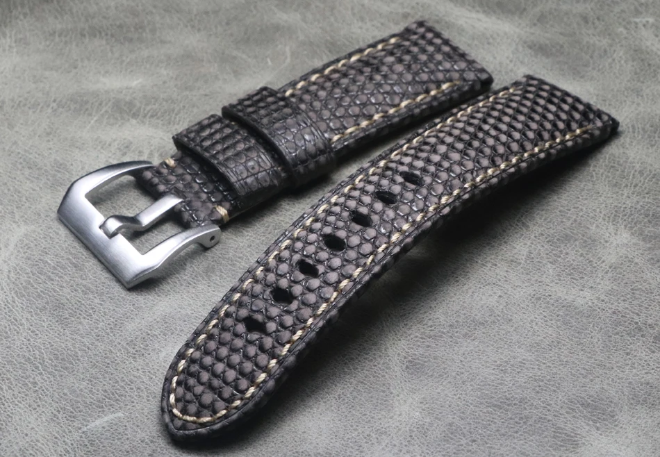 Мужской кожаный ремешок ручной работы в стиле Южноафриканской ящерицы темно