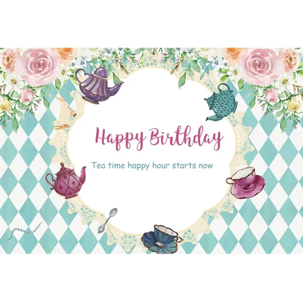 

Yeele Birthday Party Flowers Photocall Cup Kettle Photography Backdrop Photographic Decoration Backgrounds For Photo Studio