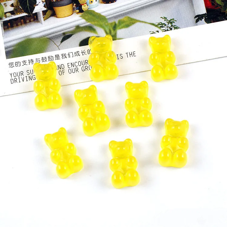 Yellow Bears 20-100 шт милые медведи плоское заднее плоское украшение из смолы цвет DIY ремесла поставки телефон нашивка в виде ракушки искусство материал детские игрушки аксессуары для волос - Цвет: Yellow Bears
