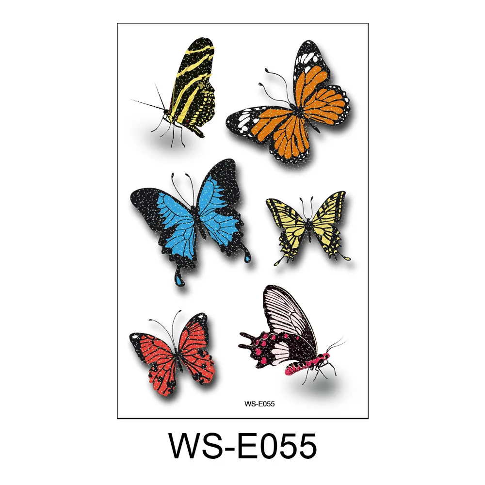 6 листов/комплект Бабочка 3D наклейки для временных татуировок Водонепроницаемый