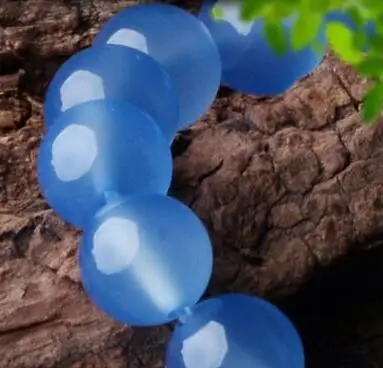 

Unique Beautiful Blue Agate Bracelet Chalcedony Beads 10 Mm Elastic Bracelet