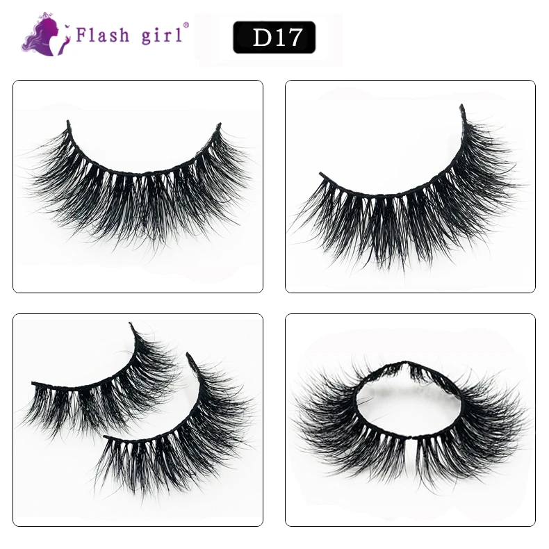

Free Shipping Flash Girl D17 5D Real Mink Eyelashes 100% Handmade Volume Free Lashes High Quality Fake Eyelashes