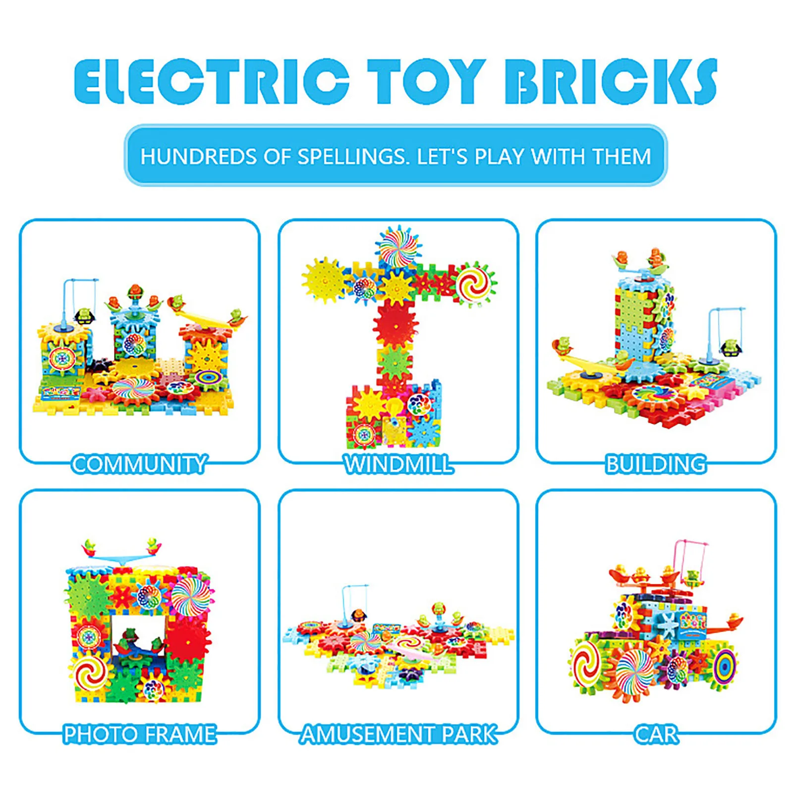 

Electric Gears 3D Model Building Kits Plastic Brick Blocks Educational Toys For Kids Christmas Children Gifts