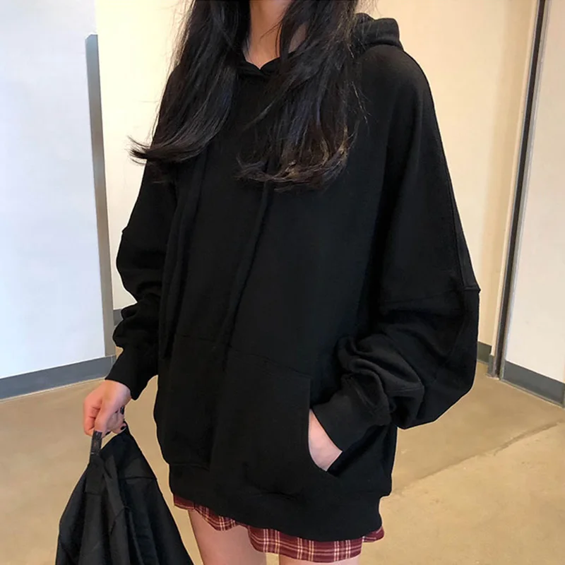 

Women Hoodies Solid Chic Female Ulzzang All-match Loose Lovely Korean Womens Sweet Streetwear Soft Harajuku New Spring Fashion