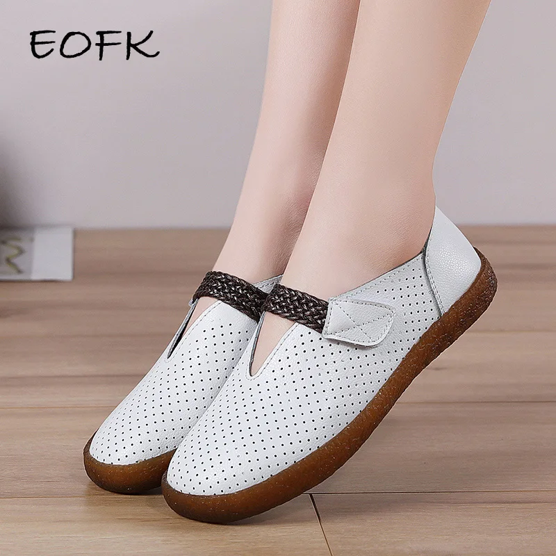 EOFK/женские лоферы Летние мокасины из спилка на плоской подошве Женская обувь